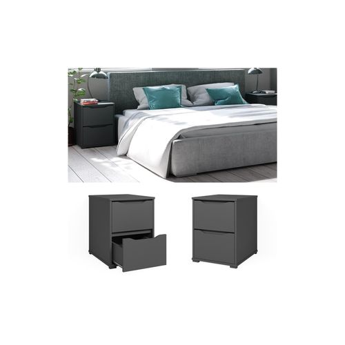 4066731244393 - Kommode Nachtschrank Nachttisch Ruben Anthrazit Schublade Schlafzimmer
