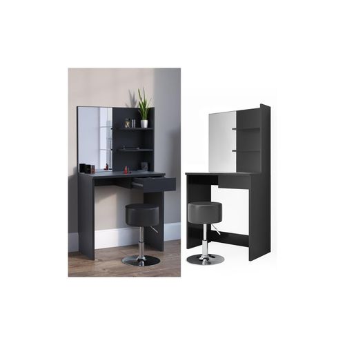 4251421925489 - Schminktisch Dekos Frisiertisch Kommode Frisierkommode Spiegel Schwarz inklusive Hocker 4251421925489 - Schminktisch Dekos Frisiertisch Kommode Frisierkommode Spiegel Schwarz inklusive Hocker