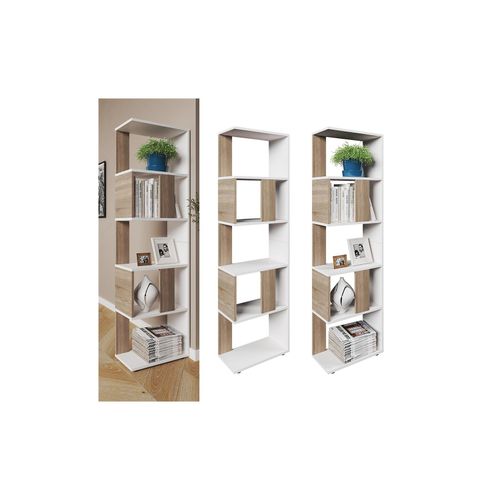 4251421922204 - Raumteiler Bücherregal Standregal Büroregal Regal 5 Fächer Weiß Sonoma 4251421922204 - Raumteiler Bücherregal Standregal Büroregal Regal 5 Fächer Weiß Sonoma