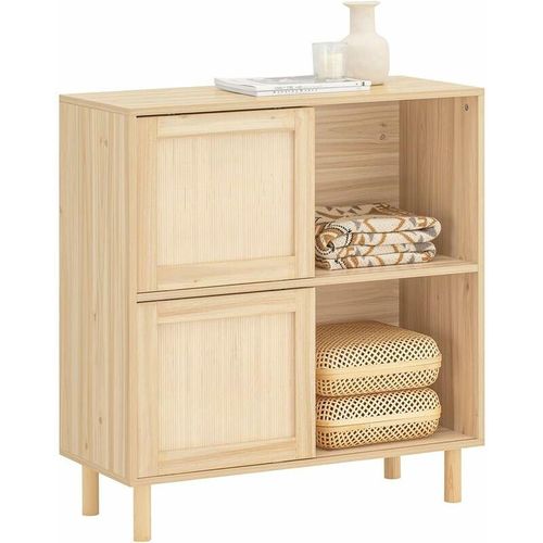 4251388628782 - Sobuy - FSB87-N Sideboard mit Schiebetüren Kommode Schrank Küchenschrank Flurschrank Beistellschrank Lowboard TV-Schrank Natur bht ca 80x87x35cm