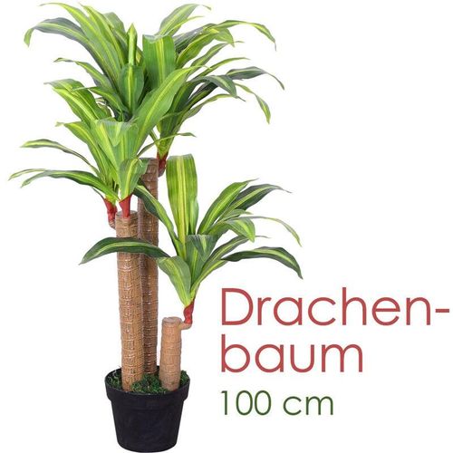 4260360535437 - Drachenbaum Künstlich Kunstbaum Kunstpflanze Kunstbaum Künstliche Pflanze Künstlicher Baum Deko Innendekoration 100 cm Decovego