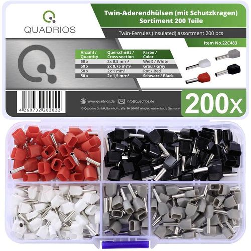 4260732282822 - 22C483 Aderendhülsen-Sortiment 05 mm² 075 mm² 10 mm² 15 mm² Teilisoliert 200 St - Quadrios