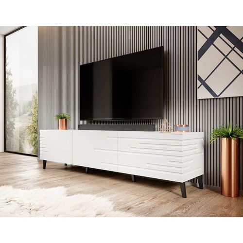 5905351281809 - TV-Schrank nevilla Fernsehschrank mit dekorativen Fronten Weiß Matt - Furnix