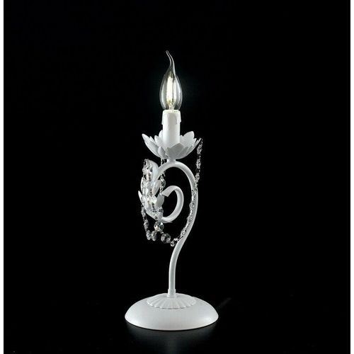 8050713210632 - Bonetti Illumina - Tischlampe aus weißem Eisen Shabby Strass Damast ein Licht 16x h39 cm