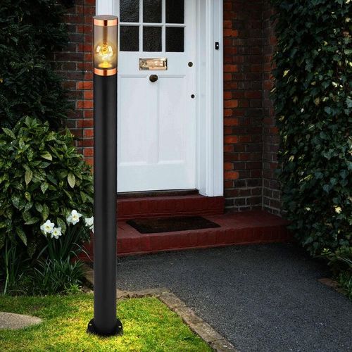 4059157324770 - Wegeleuchte Pollerleuchte außen Gartenlampen schwarz IP44 Standleuchte Terrasse Balkon Edelstahl Kupfer rauchfarben 1x E27 Fassung DxH 127x110cm 4059157324770 - Wegeleuchte Pollerleuchte außen Gartenlampen schwarz IP44 Standleuchte Terrasse Balkon Edelstahl Kupfer rauchfarben 1x E27 Fassung DxH 127x110cm