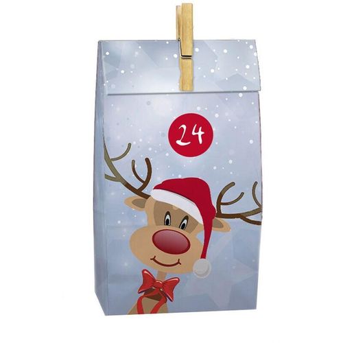 4260461478749 - Spetebo - Adventskalender mit 24 Papiertüten zum selber Befüllen - diy Weihnachts Kalender mit Rentier Motiv