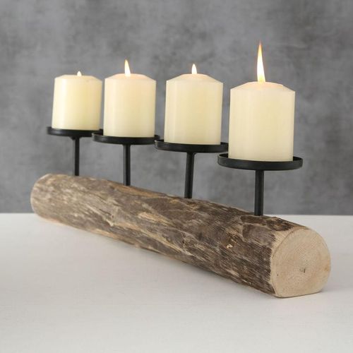 4260625744222 - Spetebo - Eukalyptus Kerzenhalter 51 cm - für 4 Kerzen - Holz Kerzen Ständer Adventskranz