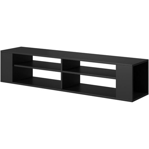 5903025536408 - Selsey - weri - TV-Board   tv - Hängeboard mit 4 offenen Fächern minimalistisch 140 cm breit (Schwarz)