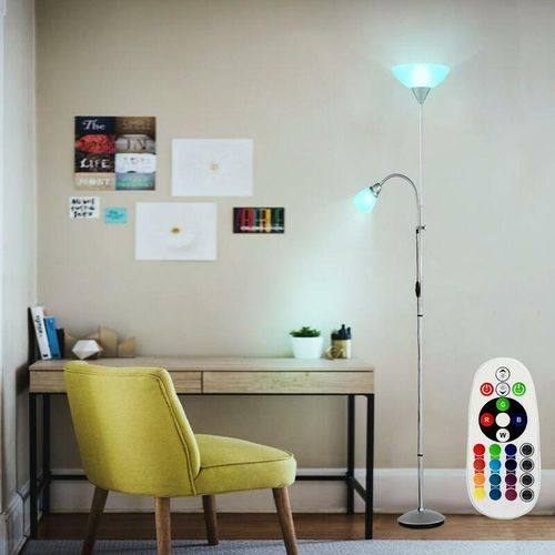 4059157014671 - Etc-shop - Steh Leuchte Wohn Zimmer Decken Fluter schaltbar Flexo Dimmer Lampe im Set inklusive rgb led Leuchtmittel