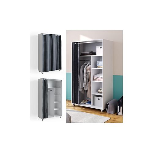 4066731276516 - mobiler Kleiderschrank Dielenschrank Garderobe Doros Weiß 100 x 168 cm offen rollbar 4066731276516 - mobiler Kleiderschrank Dielenschrank Garderobe Doros Weiß 100 x 168 cm offen rollbar