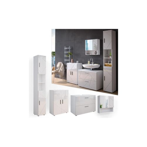 4066731050956 - Badmöbelset Unterschrank Spiegel Badschrank Hochschrank Irma Weiß Hochglanz Badmöbel 4066731050956 - Badmöbelset Unterschrank Spiegel Badschrank Hochschrank Irma Weiß Hochglanz Badmöbel