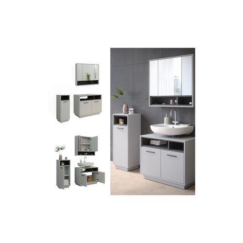 4066731248896 - Badmöbel-Set Badezimmer-Möbel Bad-Schrank Beatrice Grau Anthrazit modern Badezimmerschrank Waschtischunterschrank Spiegelschrank Midischrank Schranktür Schrankfach 4066731248896 - Badmöbel-Set Badezimmer-Möbel Bad-Schrank Beatrice Grau Anthrazit modern Badezimmerschrank Waschtischunterschrank Spiegelschrank Midischrank Schranktür Schrankfach