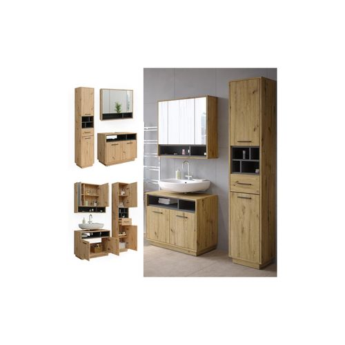 4066731248841 - Badmöbel-Set Badezimmer-Möbel Bad-Schrank Beatrice Eiche Anthrazit modern Badezimmerschrank Waschtischunterschrank Spiegelschrank Hochschrank Schranktür Schrankfach 4066731248841 - Badmöbel-Set Badezimmer-Möbel Bad-Schrank Beatrice Eiche Anthrazit modern Badezimmerschrank Waschtischunterschrank Spiegelschrank Hochschrank Schranktür Schrankfach