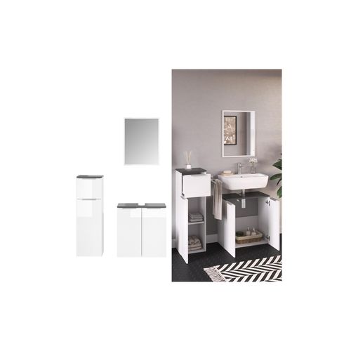 4251421933309 - VICCO Badmöbel-Set OTIS Weiß - Waschtischunterschrank Midischrank Spiegel 4251421933309 - VICCO Badmöbel-Set OTIS Weiß - Waschtischunterschrank Midischrank Spiegel