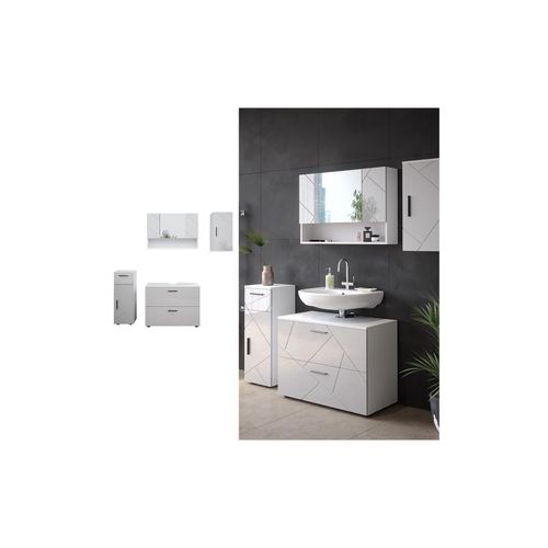4066731227648 - Badmöbelset Irma Weiß Hochglanz modern 80 cm 30 cm Badezimmerschrank Badschrank Badezimmermöbel Waschtischunterschrank Spiegelschrank Midischrank Hängeschrank Schranktür Schrankschublade 4066731227648 - Badmöbelset Irma Weiß Hochglanz modern 80 cm 30 cm Badezimmerschrank Badschrank Badezimmermöbel Waschtischunterschrank Spiegelschrank Midischrank Hängeschrank Schranktür Schrankschublade