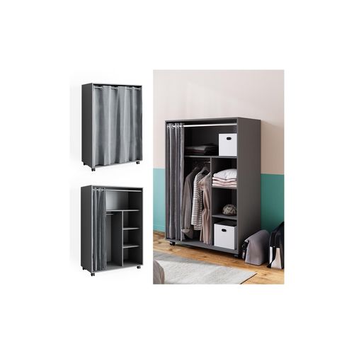 4066731276561 - mobiler Kleiderschrank Dielenschrank Garderobe Doros Grau 100 x 147 cm offen rollbar 4066731276561 - mobiler Kleiderschrank Dielenschrank Garderobe Doros Grau 100 x 147 cm offen rollbar