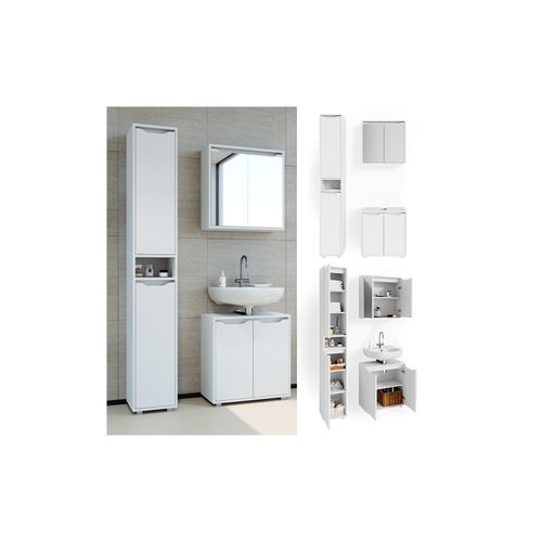 4251421964457 - Badmöbel Set Badezimmermöbel Ruben Spiegelschrank Waschtisch Hochschrank 4251421964457 - Badmöbel Set Badezimmermöbel Ruben Spiegelschrank Waschtisch Hochschrank