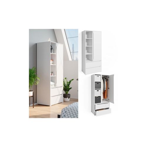 4251421952638 - Kleiderschrank Schlafzimmerschrank Ruben 80cm mit Kleiderstange Schubladen 4251421952638 - Kleiderschrank Schlafzimmerschrank Ruben 80cm mit Kleiderstange Schubladen
