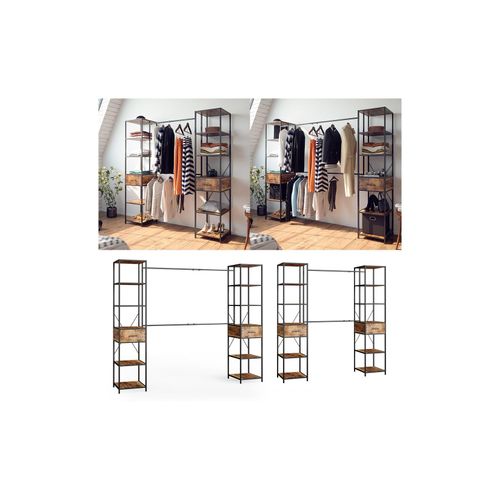 4251421950481 - Kleiderschrank Dielenschrank Fyrk ausziehbar offener Schlafzimmerschrank