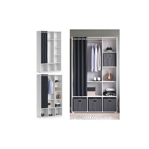 4066731276691 - Kleiderschrank Schlafzimmerschrank Garderobe Luigi Weiß 106 x 178 cm modern Schrankregal Organizer Vorhang Kleiderstange Fächer Aufbewahrung Ablage 4066731276691 - Kleiderschrank Schlafzimmerschrank Garderobe Luigi Weiß 106 x 178 cm modern Schrankregal Organizer Vorhang Kleiderstange Fächer Aufbewahrung Ablage