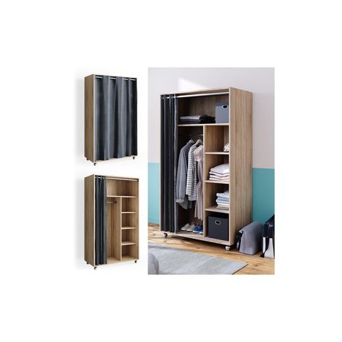 4066731276523 - mobiler Kleiderschrank Dielenschrank Garderobe Doros Sonoma 100 x 168 cm offen rollbar 4066731276523 - mobiler Kleiderschrank Dielenschrank Garderobe Doros Sonoma 100 x 168 cm offen rollbar