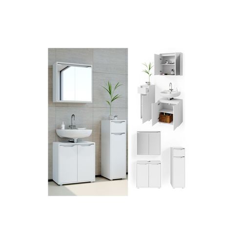 4251421964440 - Badmöbel Set Badezimmermöbel Ruben Spiegelschrank Waschtisch Midischrank 4251421964440 - Badmöbel Set Badezimmermöbel Ruben Spiegelschrank Waschtisch Midischrank