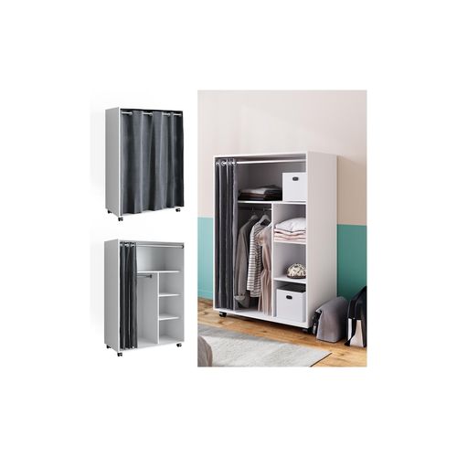 4066731276547 - mobiler Kleiderschrank Dielenschrank Garderobe Doros Weiß 100 x 147 cm offen rollbar