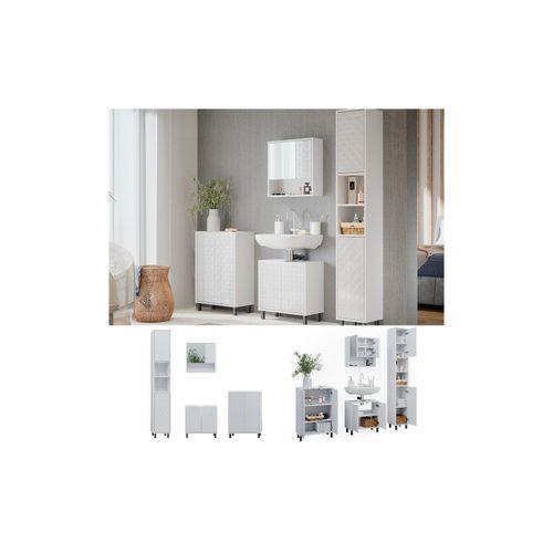 4066731228522 - Badmöbel Set Agasta Weiß 4 Teile mit Hochschrank Vicco