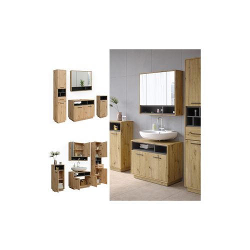 4066731248865 - Badmöbel-Set Badezimmer-Möbel Bad-Schrank Beatrice Eiche Anthrazit modern Badezimmerschrank Waschtischunterschrank Spiegelschrank Midischrank Hochschrank Schranktür Schrankfach 4066731248865 - Badmöbel-Set Badezimmer-Möbel Bad-Schrank Beatrice Eiche Anthrazit modern Badezimmerschrank Waschtischunterschrank Spiegelschrank Midischrank Hochschrank Schranktür Schrankfach