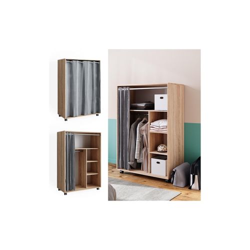 4066731276554 - mobiler Kleiderschrank Dielenschrank Garderobe Doros Sonoma 100 x 147 cm offen rollbar 4066731276554 - mobiler Kleiderschrank Dielenschrank Garderobe Doros Sonoma 100 x 147 cm offen rollbar