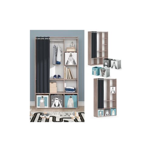 4066731276790 - Kinderkleiderschrank Kinderzimmerschrank Kindergarderobe Luigi Sonoma Faltbox 106 x 178 cm modern Schrankregal Jugendzimmerschrank Organizer Vorhang Kleiderstange Fächer Aufbewahrung Spielzeugablage 4066731276790 - Kinderkleiderschrank Kinderzimmerschrank Kindergarderobe Luigi Sonoma Faltbox 106 x 178 cm modern Schrankregal Jugendzimmerschrank Organizer Vorhang Kleiderstange Fächer Aufbewahrung Spielzeugablage