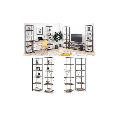 4251421934658 - VICCO Loft Standregal Fyrk 2er Set Bücherregal Wandregal Holz Regal 174x40x40 cm