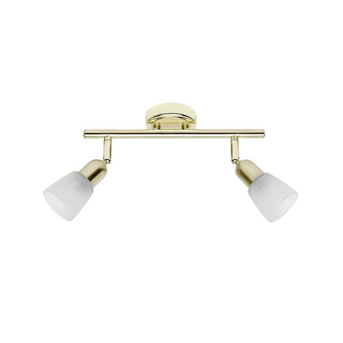 4004353056260 - Lampe Sofia Spotrohr 2flg messing weiß-alabaster 2x D45 E14 40W geeignet für Tropfenlampen (nicht enthalten) Köpfe schwenkbar - gold - Brilliant 4004353056260 - Lampe Sofia Spotrohr 2flg messing weiß-alabaster 2x D45 E14 40W geeignet für Tropfenlampen (nicht enthalten) Köpfe schwenkbar - gold - Brilliant