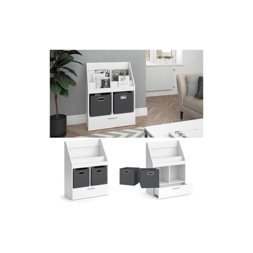 4066731226986 - Bücherregal Luigi 72 x 962 cm Weiß Wohnzimmerregal mit Faltboxen modern 4066731226986 - Bücherregal Luigi 72 x 962 cm Weiß Wohnzimmerregal mit Faltboxen modern