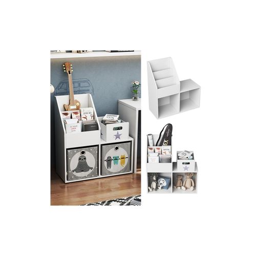 4066731271672 - Livinity Kinderregal Conny 72x79cm Weiß Bücherregal mit Ablagen für Faltboxen