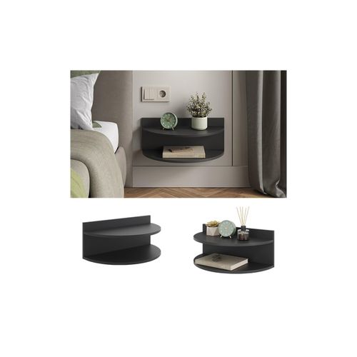 4066731276455 - Wandregal Axel hängend 585 x 31 cm Schwarz mit 2 Ablagen Bücherregal