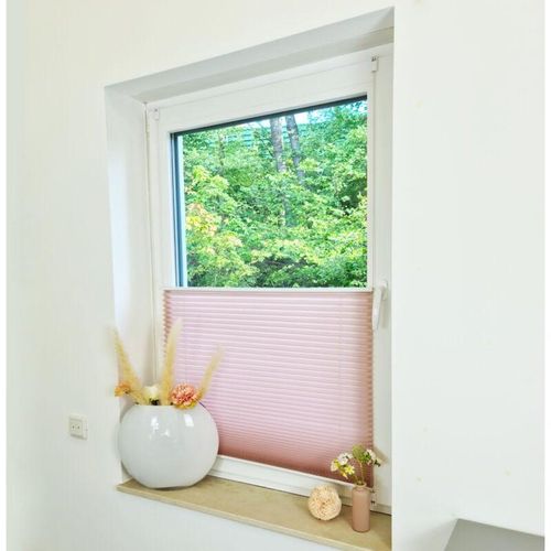 4251259484677 - Hago - Premium Klemmfix-Plissee ohne bohren Faltrollo Rollo Jalousie für Fenster Tür Rosa 85 cm 200 cm - Rosa