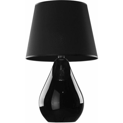 4255596629289 - Licht-erlebnisse - Tischleuchte Schwarz Stoff Glas 67 cm Modern E27 Nachttischlampe Schlafzimmer - Schwarz