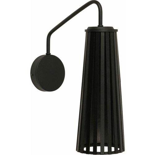 4251334797661 - Licht-erlebnisse - Wandlampe Nachttisch Bett schwenkbar Holz Metall E27 Wandleuchte - Schwarz