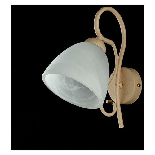 8050713213909 - Bonetti Illumina - Elfenbeinfarbene Eisenwandleuchte One Light Alabasterweißer Glaslampenschirm 22x h25 cm