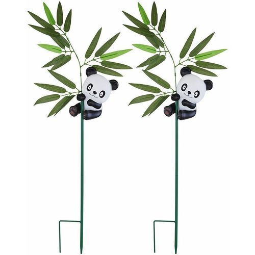 4059157351615 - Etc-shop - Außen Solarleuchte Panda Dekoleuchte Solarlampe Aussen Außenleuchte Steckleuchte Tierfigur Akku 1x led warmweiß h 70 cm 2er Set