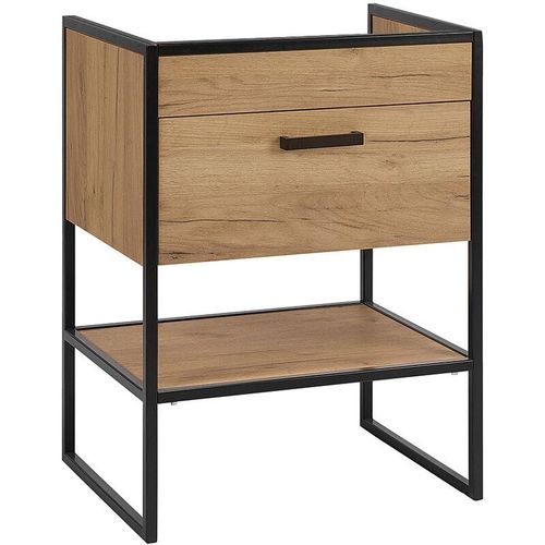 4251581557360 - Lomadox - Waschbeckenunterschrank in Industrial-Design MANHATTAN-56 in Gold Craft Oak schwarz b h t ca 60 823 46cm - schwarz