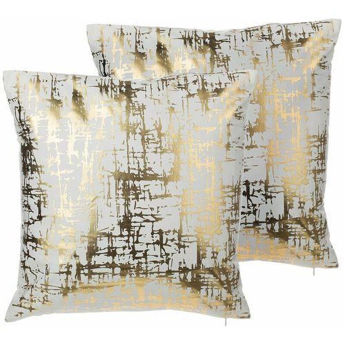 4251682235907 - Beliani - Dekokissen Gold 2er Set Baumwolle 45 x 45 cm Wohnzimmer Salon Schlafzimmer