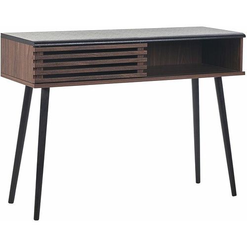 4251682289955 - Beliani - Konsolentisch Dunkler Holzfarbton mdf Platte Massivholz 40 x 110 x 80 cm Rustikal Retro Dunkler Holzoptik Wohnzimmer