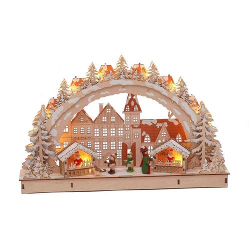 4260625744390 - Spetebo - led Holz Schwibbogen Weihnachtsmarkt - 45 x 28 cm - Lichterbogen Weihnachten Advent Winter Tisch und Fenster Deko