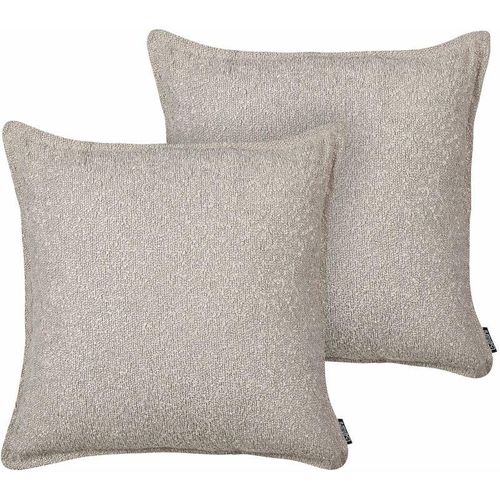 4255664848291 - Beliani - Dekokissen 2er Set Beige Stoffbezug mit Füllung Biese 45x45 cm Teddy-Optik Modern Wohnzimmer Schlafzimmer Ausstattung Sofakissen Zierkissen