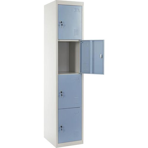 4057651088341 - - Schließfach Preston T163 Schließfachschrank Wertfachschrank Spind Metall 180x38x45cm blau - grey