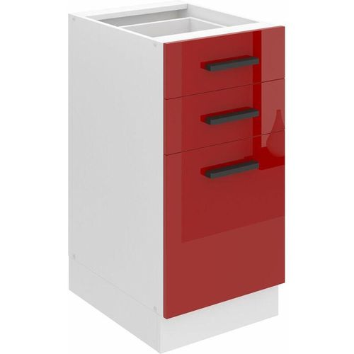 5904316249755 - Unterschrank Küche Küchenunterschrank 40 cm Breite sdsz Küchenunterschrank ohne Arbeitsplatte Küchenschrank mit Schubladen Rot Hochglanz - Belini