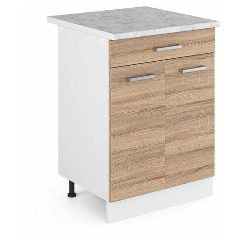 4251421930513 - Schubladenunterschrank R-Line 60 cm Weiß Sonoma modern 1 Schublade Arbeitsplatte Vicco