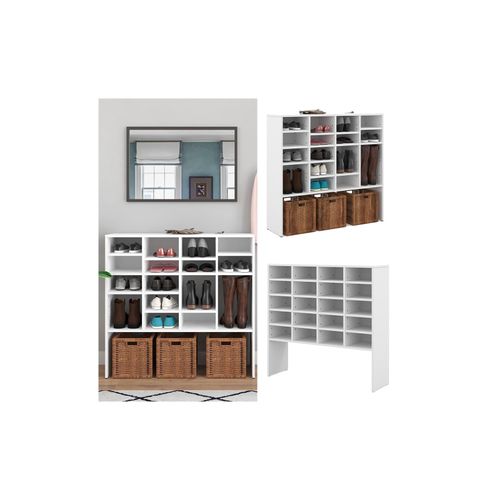 4251421942455 - Schuhschrank Hermia Weiß - Schrank für 20 Paar Schuhe Schuhständer Schuhablage Regal